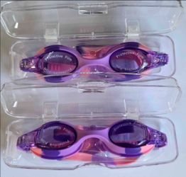 2 Purple Swim Goggles with Cases – Set of 2