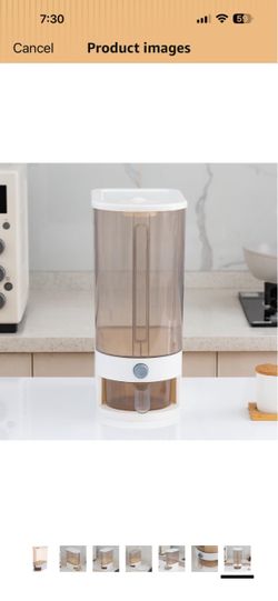 Gagee 22 Lbs Rice Dispenser, Brown Large Grain Container Storage, With Lid, Measuring Cylinder, Moisture Proof, For Kitchen Soybean Corn