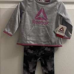 Brand New Baby Girl Reebok Gray Tie Dye Outfit Size 12 Months 