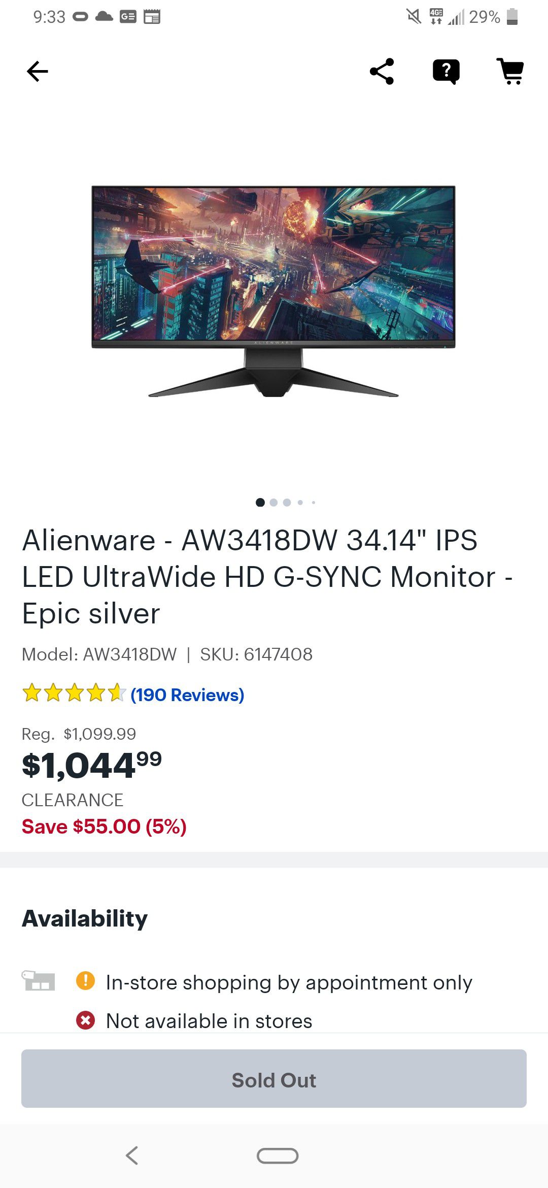 Alienware 34 inch curved monitor new AW3418DW