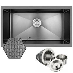 AKDY HEX 32 in. Undermount Single Bowl Gunmetal Black Stainless Steel Kitchen Sink