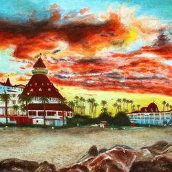 11x14 Inch High Quality Print Of A Watercolor Painting Of The Hotel Del Coronado In California!