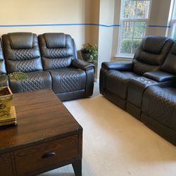 Havana Moon Beam Grey All Power Reclining Sofa Set $50 down To Finance