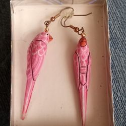 Pink Parrot Earrings