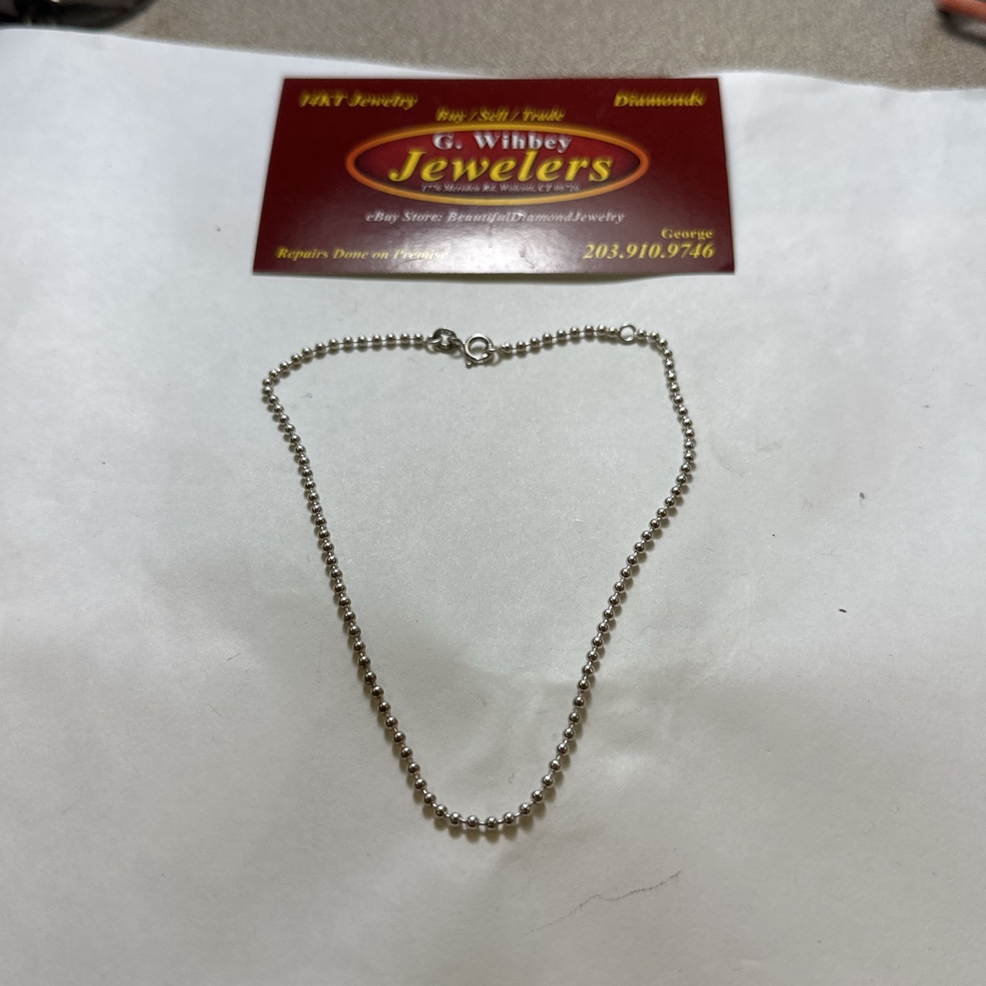 Sterling Silver , Bead , Anklet With Adjustable Length 