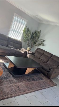 Recliner sofa with coffee table