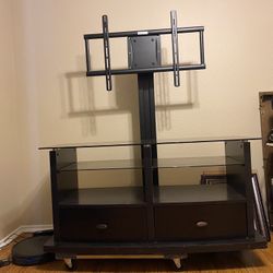 TV Stand With Wood And Glass Storage