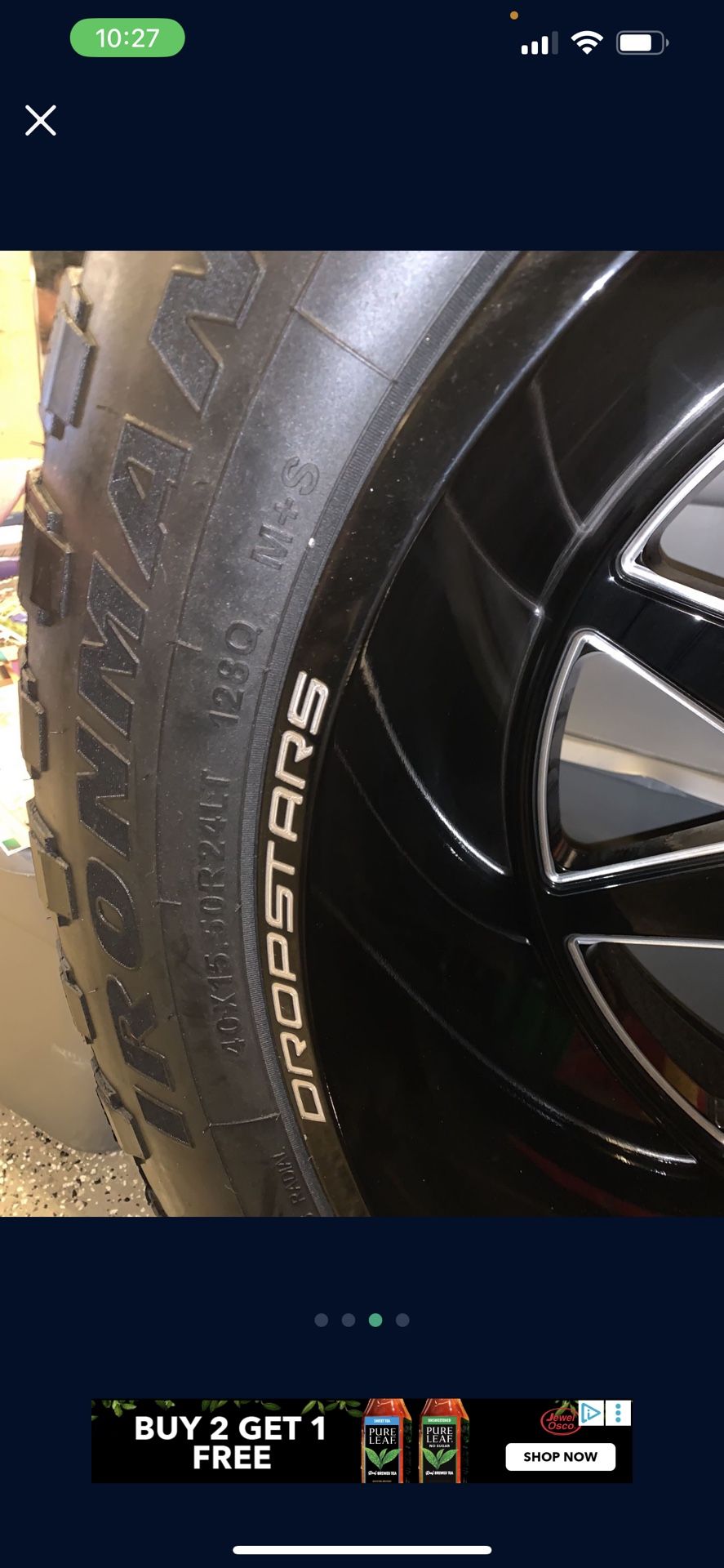 Dropstar 24x14 With All Country Ironman 40 15.5 R24 MT Set Of 4 Wheel and Tires