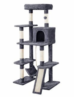 63” Cat Tree & Cat Tower with Condo, Hammock & Scratching Posts - $60
