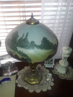 Antique Miler Reverse Painted Lamp