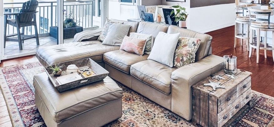 Grey Leather Sectional