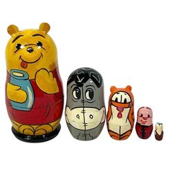 Vintage Disney Winnie the Pooh Nesting Dolls Wooden Matryoshka Eeyore Tigger 5pc