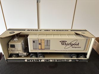 Vintage NYLINT toy semi-truck 18 wheeler Whirlpool Fridgerator MIB pressed steel