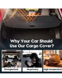Powerty Retractable Cargo Cover for Toyota RAV4 2019-2025, Carbon Fiber Trunk Cover for RAV4 Privacy Screen Rear Security Shade for RAV4 Accessories