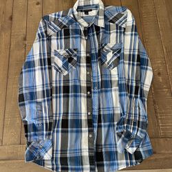 Mens INC Plaid Dress Shirt Men Size Large