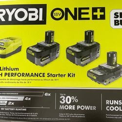 Ryobi One+ High Performance Starter Kit Batteries With Extra Charger