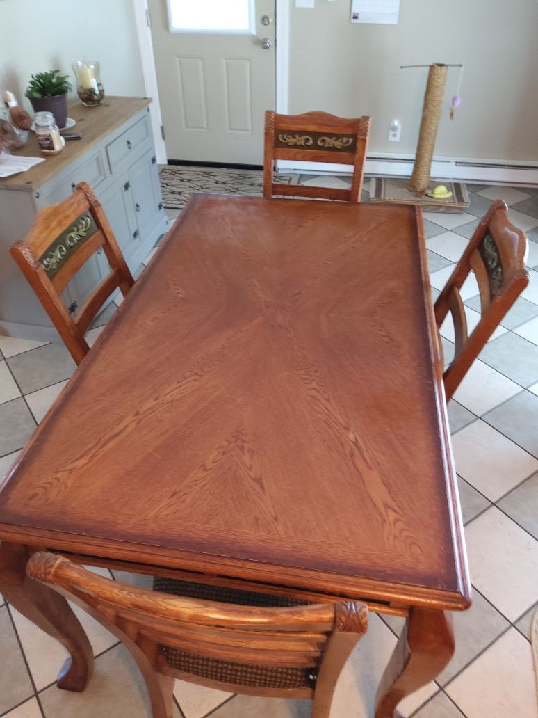 Wood dining room table and 4 chairs cash only