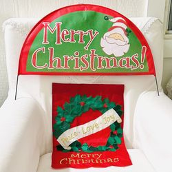 Nice red-Green Christmas Yard Banner & Mini Garden Flag