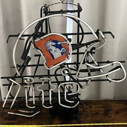 Denver Bronco Neon Helmet W/ Old Logo.. Neon NOT Working, Will Need Repair. 24”x18