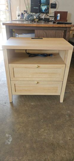 2 drawer night stand with charging station
