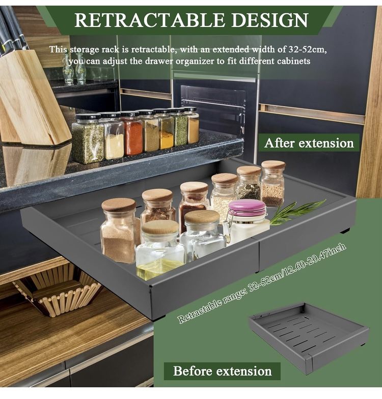 Pull Out Cabinet Organizer, Quiet Sliding Drawer Pantry Shelf Pull Out Cabinet Drawer Expandable Cabinet Pull Out Shelves No Drilling Slide Out Cabine