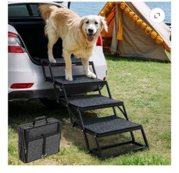 Folding Dog Car Steps 4-Step Pet Ramp