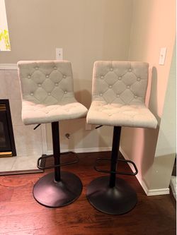 Set of 2 Adjustable Tufted Bar Stools – $125 OBO