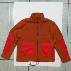 Nike Sportswear Sherpa Fleece Full Zip Jacket Rust Orange DD5021-246 Size Medium