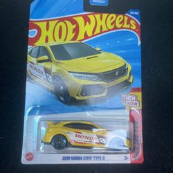 Hot Wheels 2025 2018 Honda Civic Type R Yellow Store Exclusive 123/250 Then&Now