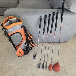 Cobra "Go Time" Junior Golf Set Ages 5-8 (46"-52" tall) 6 Clubs + Bag With Stand