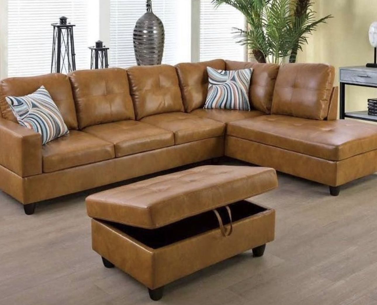 Carmel Leather Sectional Couch 