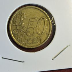 2 Coins Euro  2002 50 Euro Cent France Coin Nice Condition 