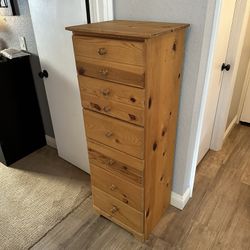 Real Wood Six Drawer Slim/Tall Dresser Or Storage With Metal Drawer Rollers