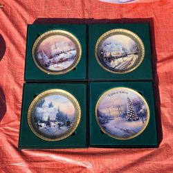 Thomas Kinkade Vintage Collectible Winter Plates Y2k