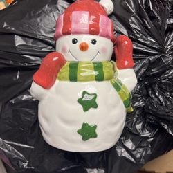 Snowman Ceramic Cookie Jar