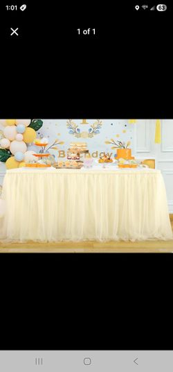 Suppromo Ivory Tulle Table Skirts for Rectangle Tables or Round Tables 9ft Tutu Table Skirt Cloth for Parties