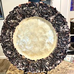 Vintage 20” Capiz Mother Pearl & Shell Charger Plate 