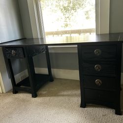 Black Distressed 5 Drawer Desk