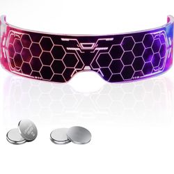 LED Visor Glasses Futuristic Light Up Sunglasses for Women Neon Luminous Goggles for Cosplay