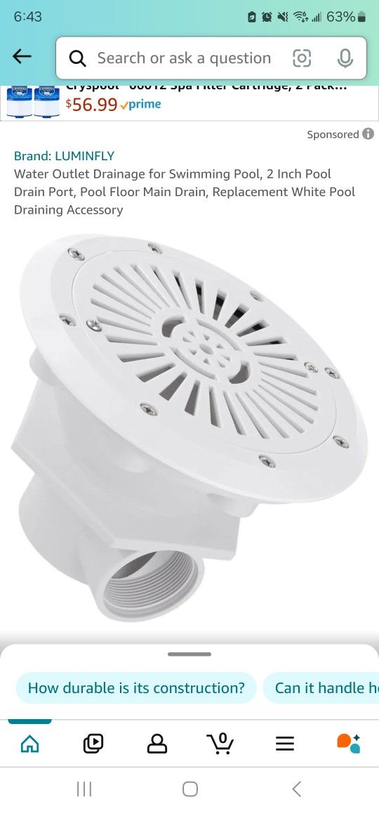 Pool Floor Main Drain,