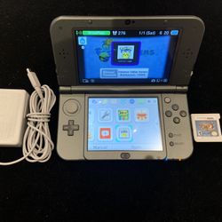 “New”Nintendo 3DS XL Black/Gray Console(RED-001)+2 Games(Pokémon+MH4U)+ Charger 