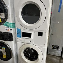 WHIRLPOOL COMMERCIAL STACKED WASHER AND ELECTRIC DRYER 