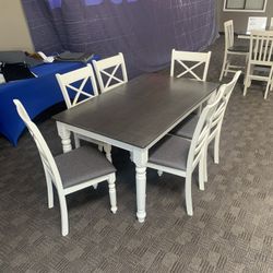 White And Grey Dining Table Set 