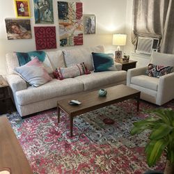 Cream White Ashley Furniture Couch Sofa