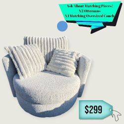 Plush Oversided 360° Grey Swivel Chair