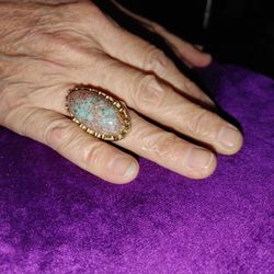 Pretty Faux Opal Cocktail Ring, Adjustable