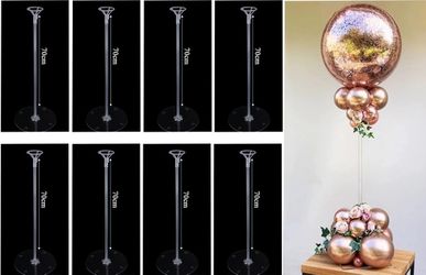 Balloon Stand Sticks with Bases 27.5Inches 10 Sets Balloon Sticks Holder for Table Floor centerpieces For Birthday Party, Wedding, Baby Shower and Ann