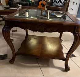 Wood and Glass Top Coffee Table