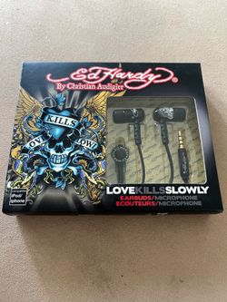 Ed Hardy Earbuds Microphone Black NIB