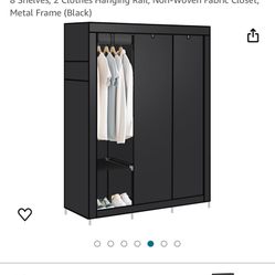ILLUMINEW Portable Closet, Clothes Storage Organizer with 8 Shelves, 2 Clothes Hanging Rail, Non-Woven Fabric Closet, Metal Frame (Grey)
